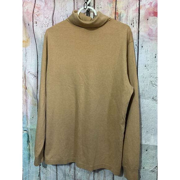 Vintage Lands End Men’s Turtleneck Tan Large Cotton - Picture 1 of 6